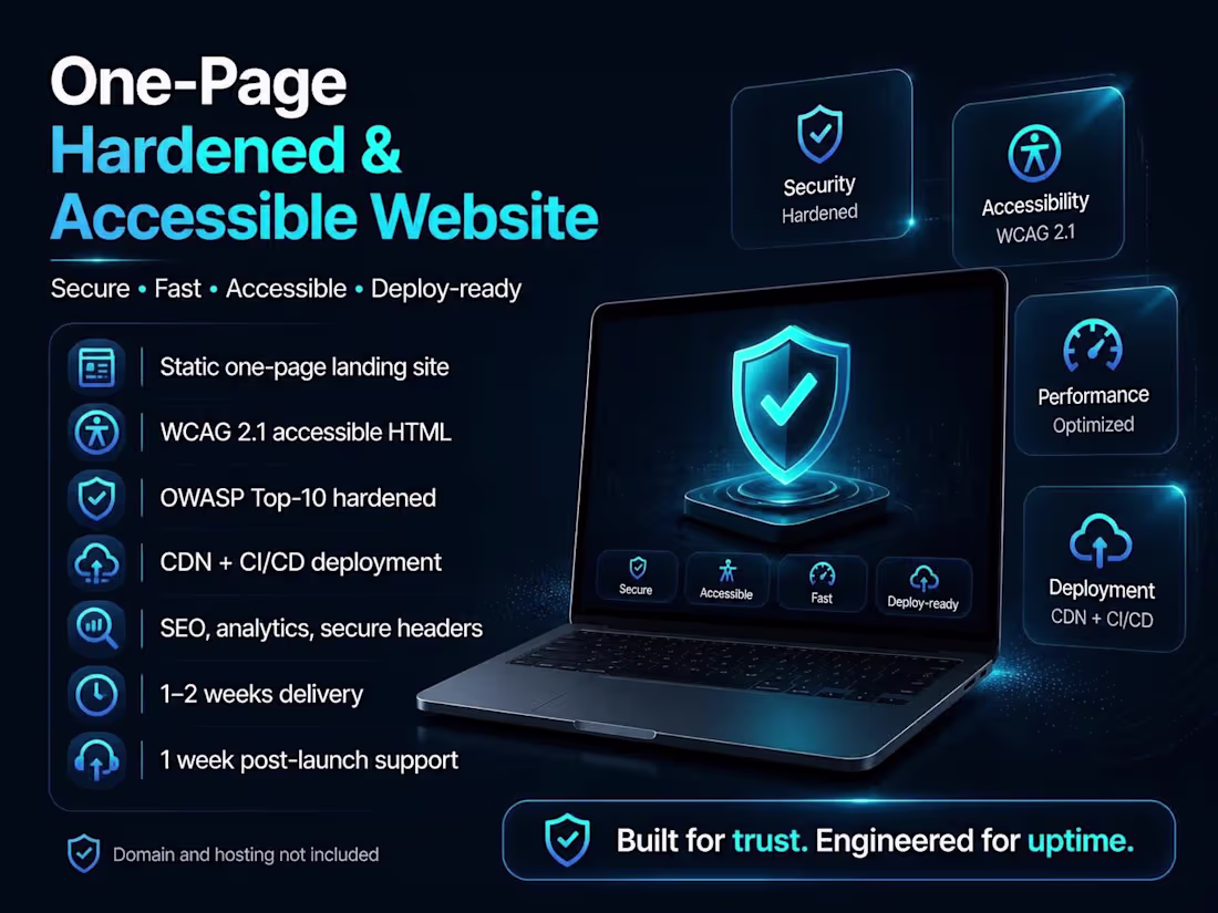 Cover image for One‑Page Hardened & Accessible Website