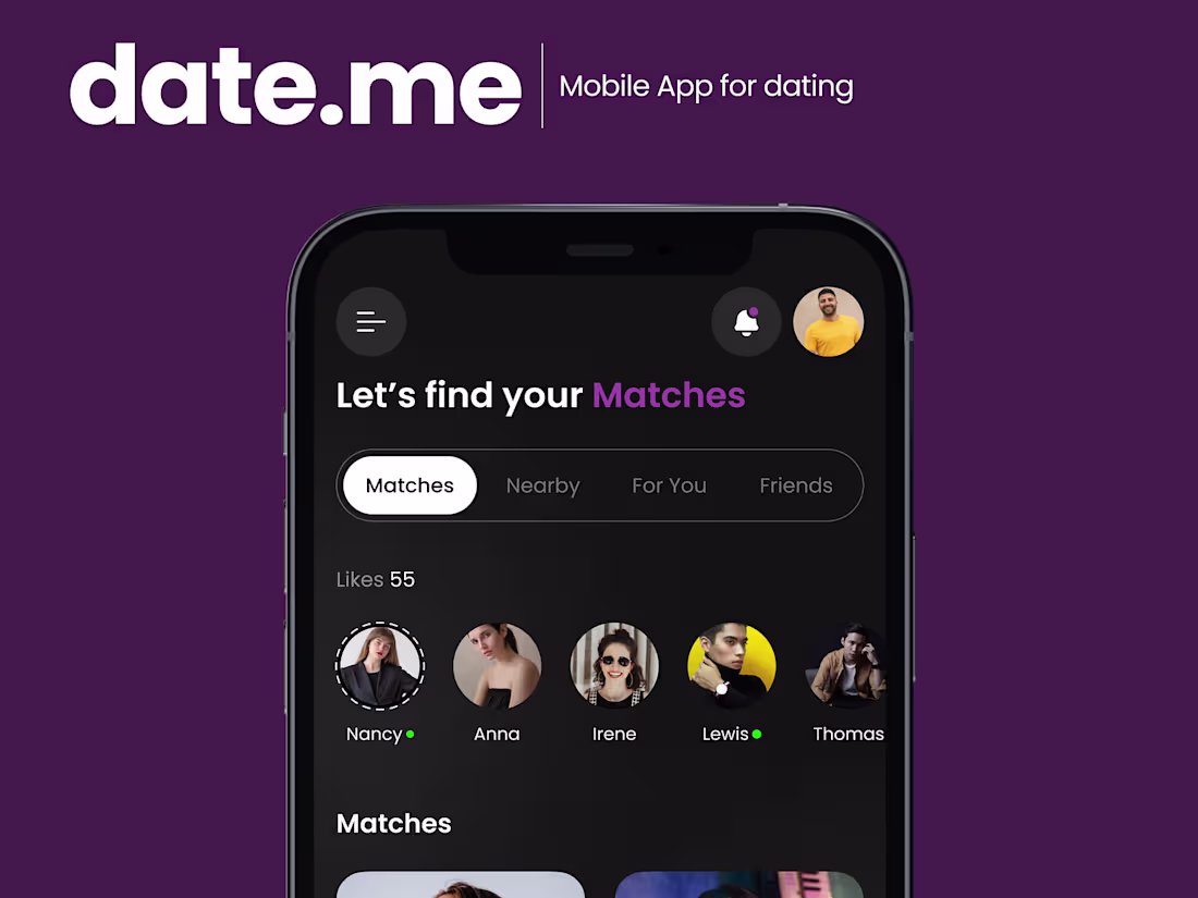 Cover image for Date.me Dating Mobile App by Parul Vyas on Dribbble
