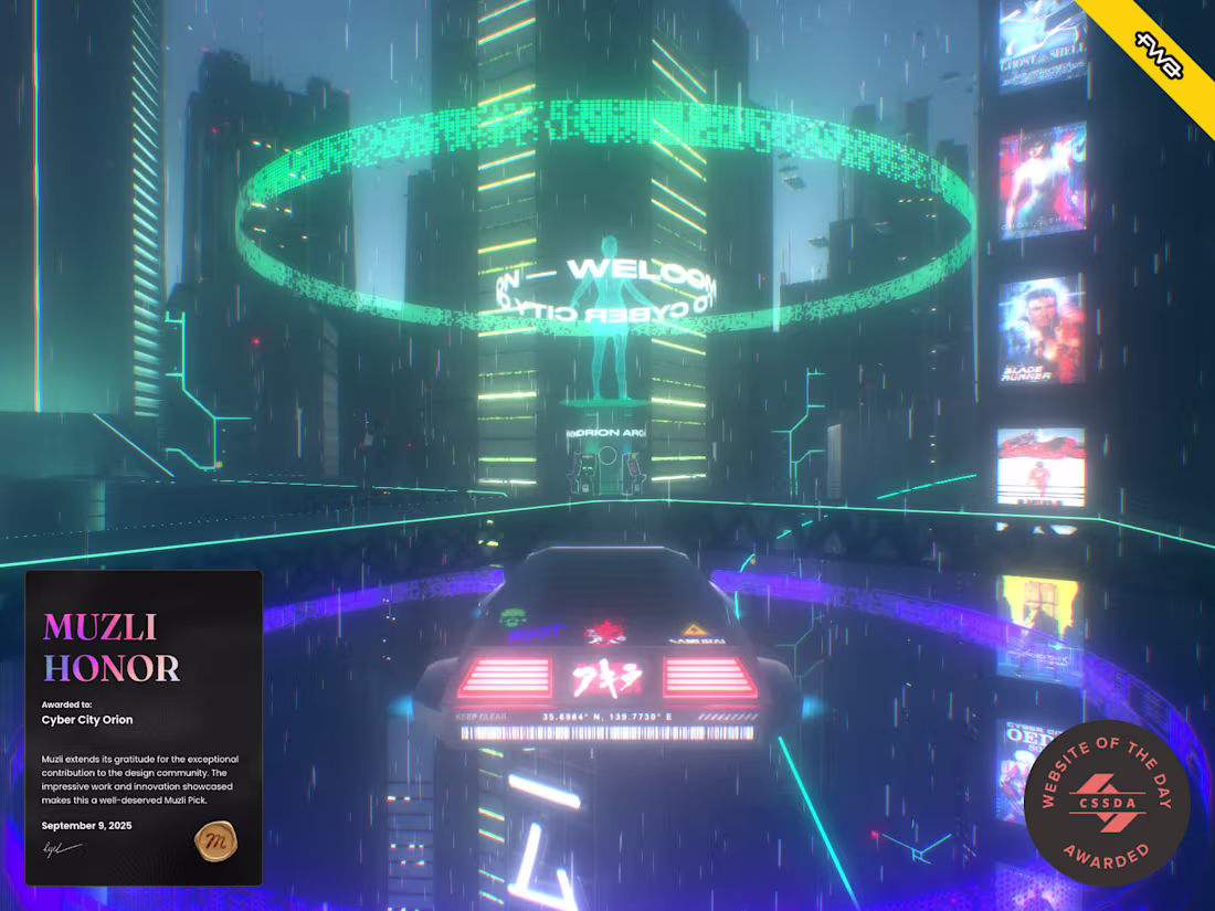 Cover image for Cyber City Orion — Immersive 3D Web Experience