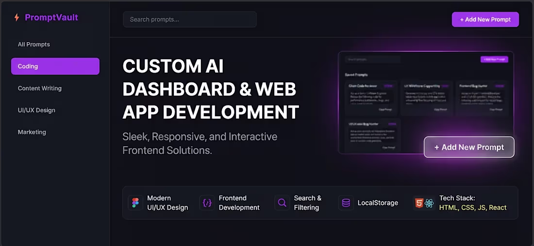 Cover image for Custom AI Dashboard & SaaS Web App Development