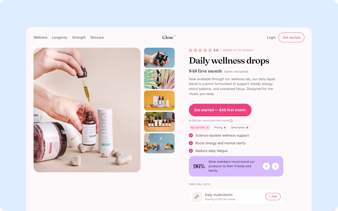 Cover image for Glow — Wellness Product Landing
