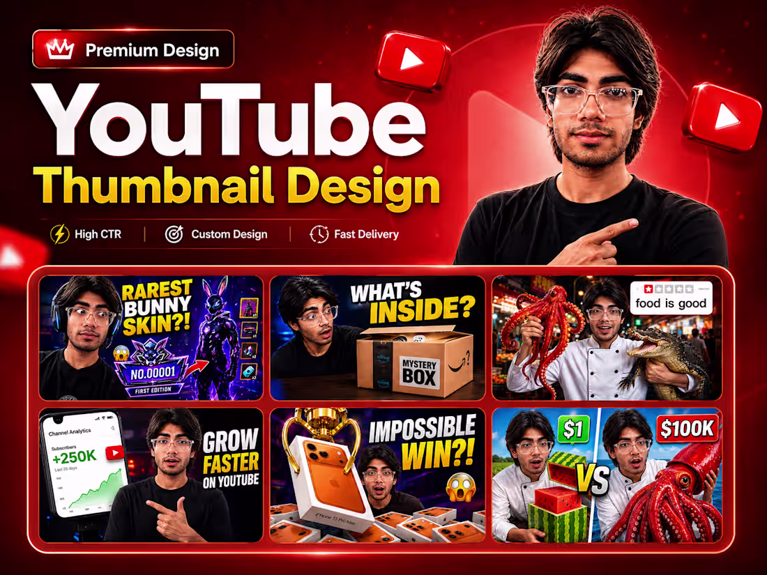 Cover image for I design high-CTR YouTube thumbnails