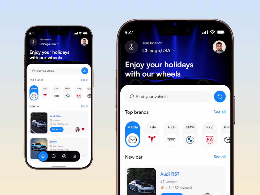 Cover image for RentWheel- Smart Car rental Mobile App Design