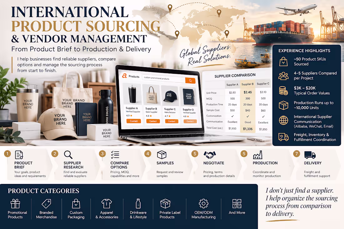 Cover image for International Product Sourcing & Vendor Management