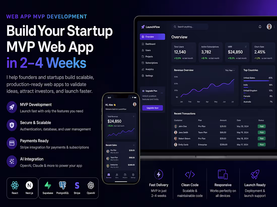 Cover image for Full-Stack MVP Development for Startups