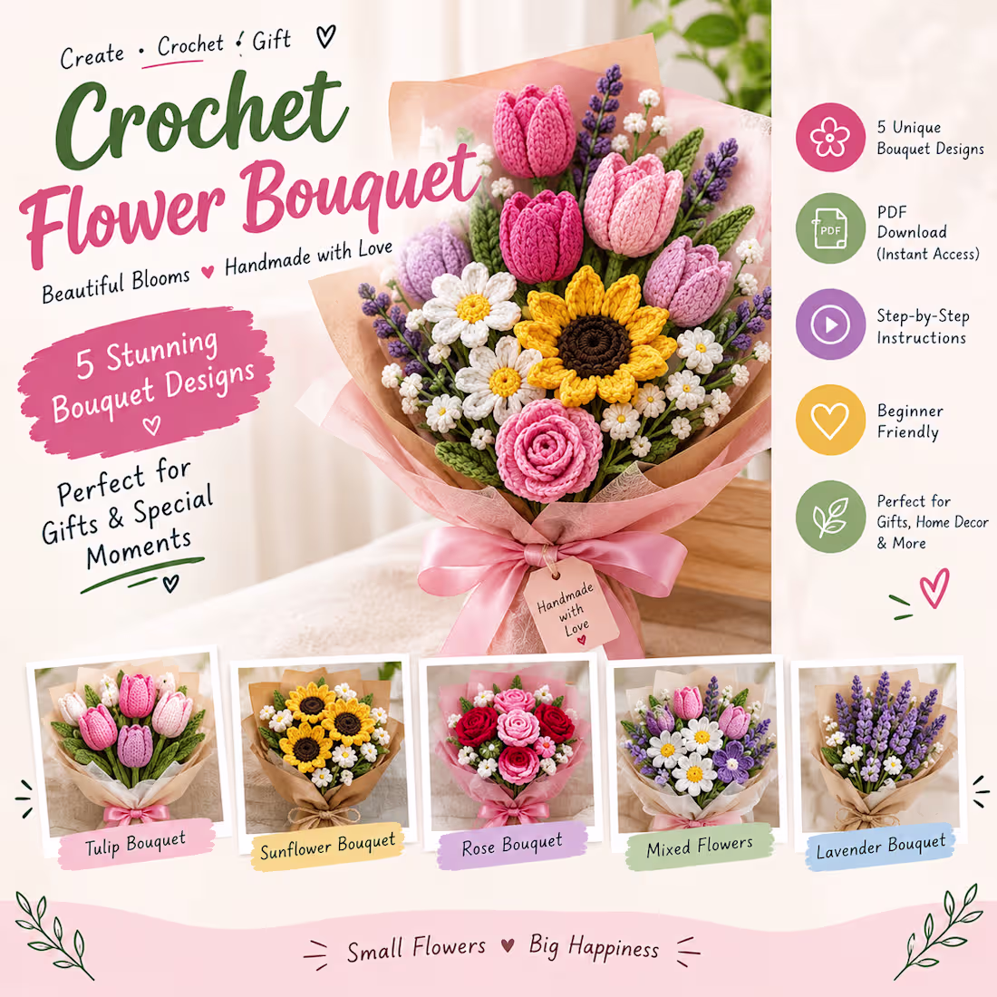 Cover image for A digital crochet bouquet pattern