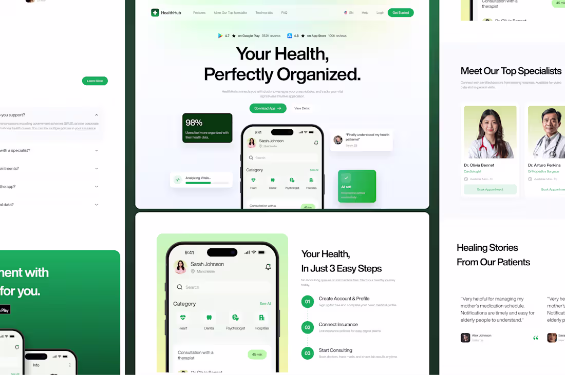Cover image for Health Hub, patient friendly health app website