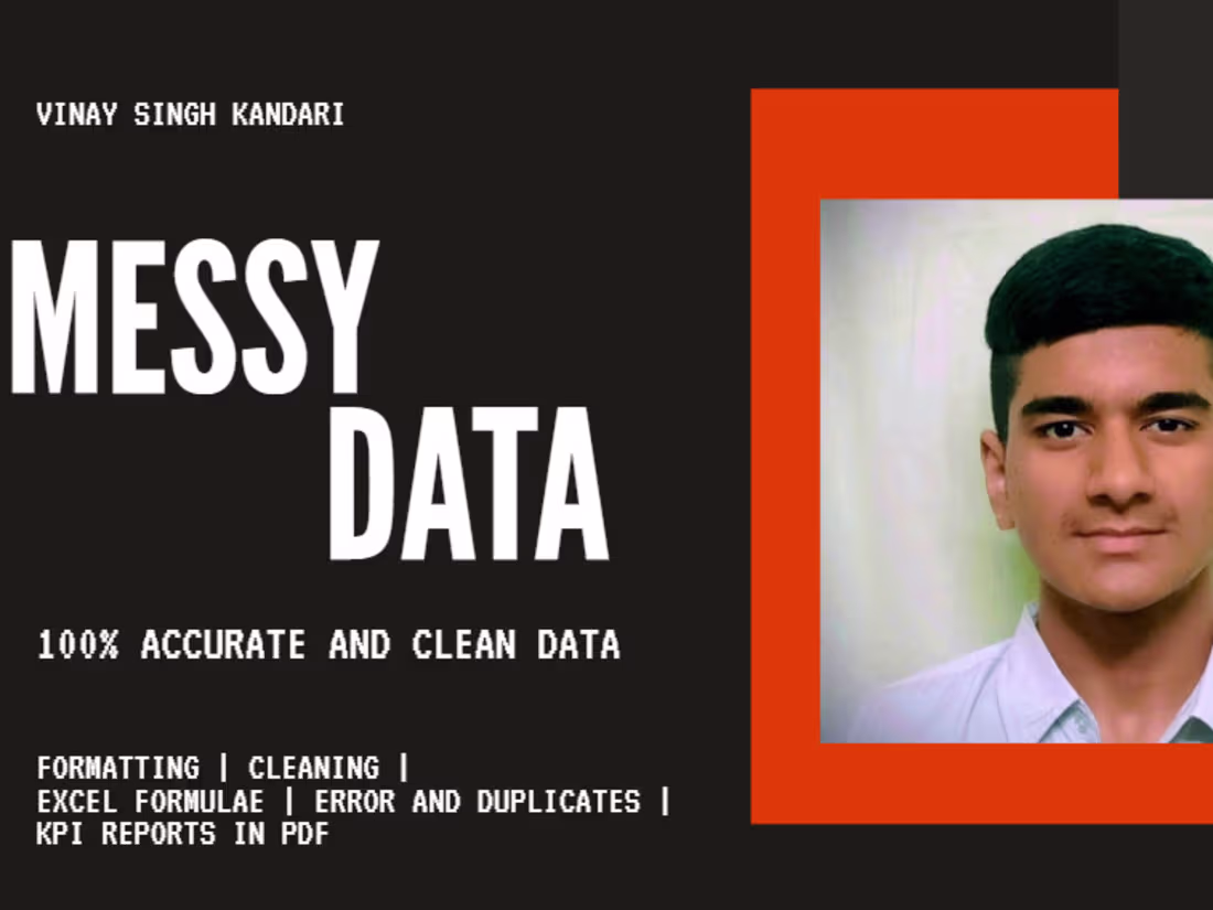 Cover image for I will clean, format and organize excel data professionally