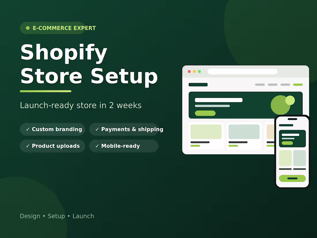 Cover image for Shopify Store Setup: Launch-Ready Store in 2 Weeks