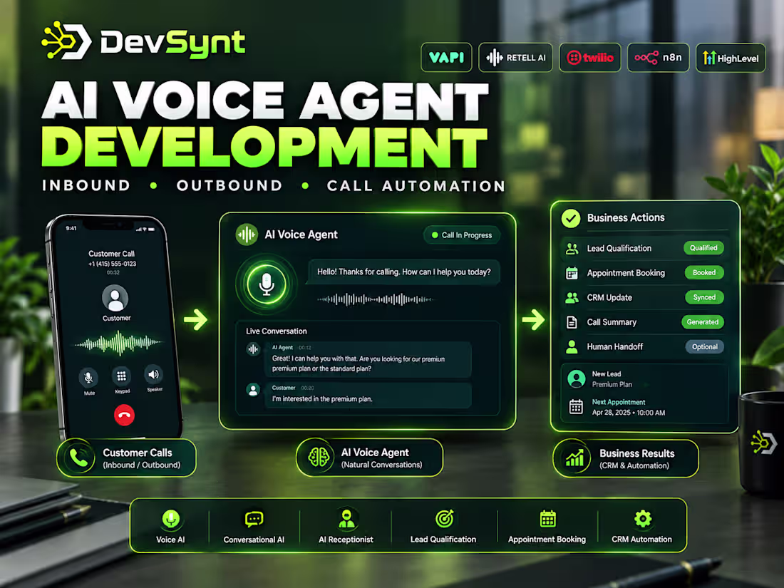Cover image for AI Voice Agent Development | Inbound, Outbound & Call Automation