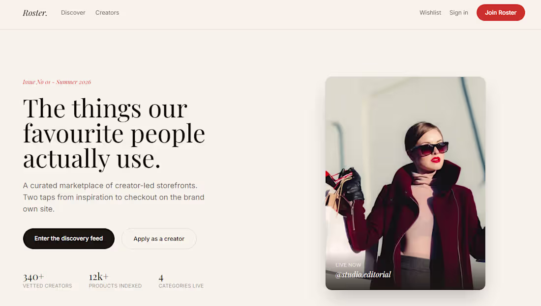Cover image for Roster - Creator Affiliate Marketplace