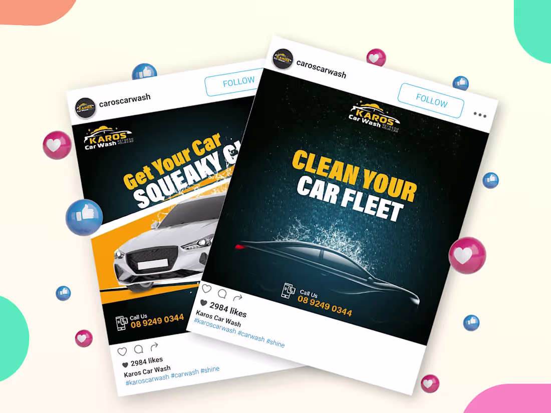 Cover image for Social Media Posts For "KAROS Car Wash"