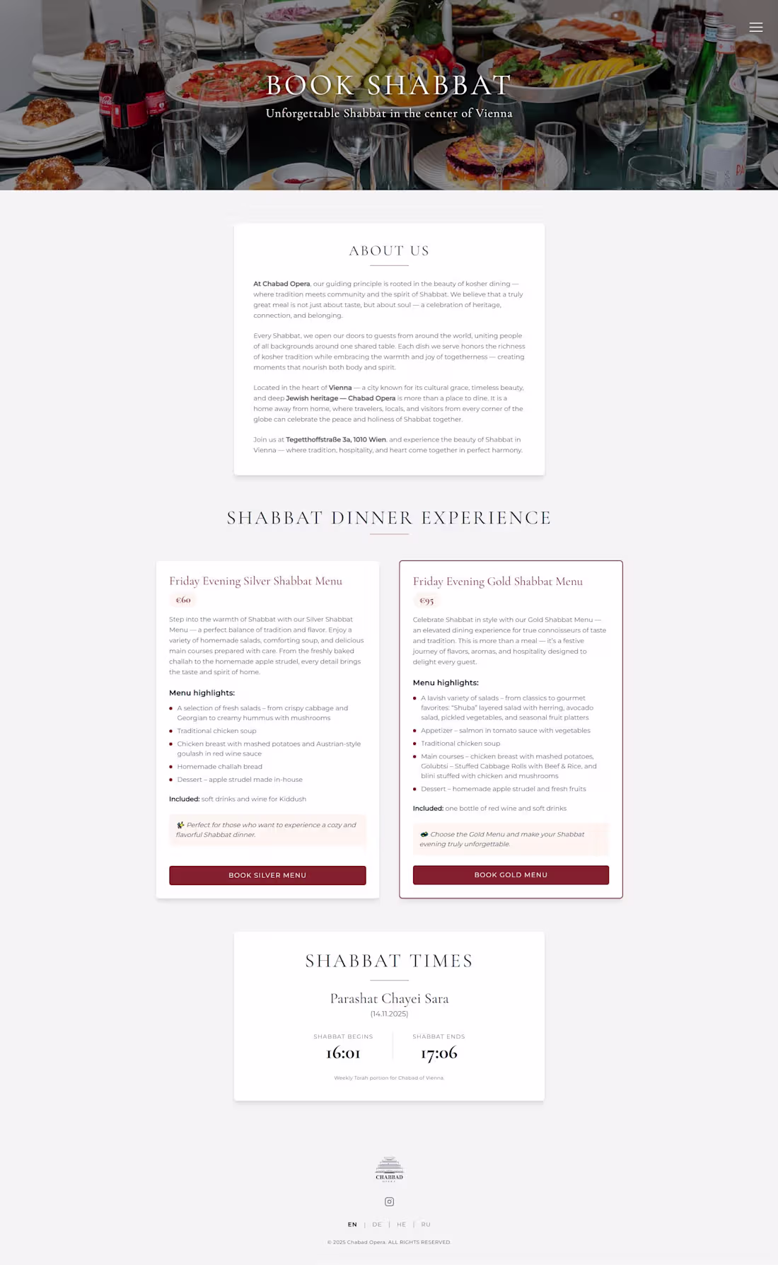 Cover image for Shabbat Opera Vienna — Hospitality Platform