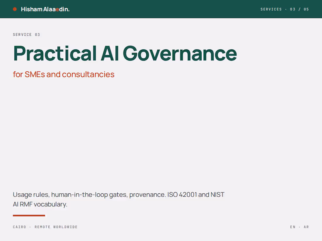 Cover image for Practical AI Governance for SMEs and Consultancies