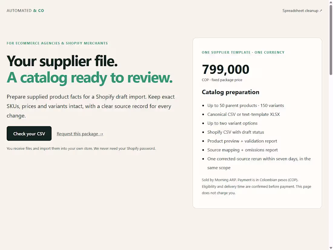 Cover image for Shopify Catalog CSV Preparation with Source Mapping