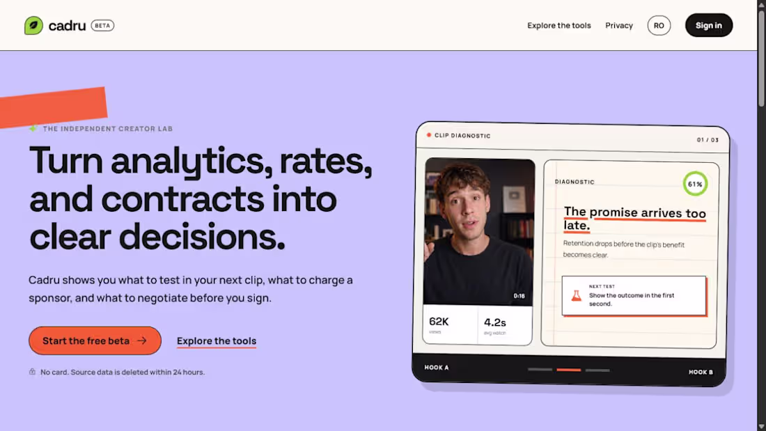 Cover image for Cadru — bilingual creator tools for TikTok strategy and cont...
