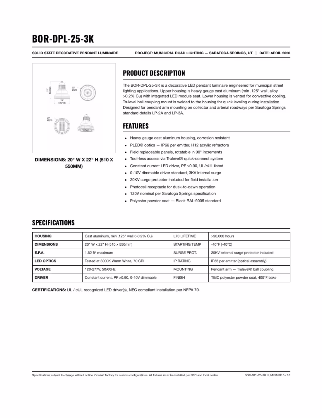 Cover image for Technical Datasheet Design: LED Street Light