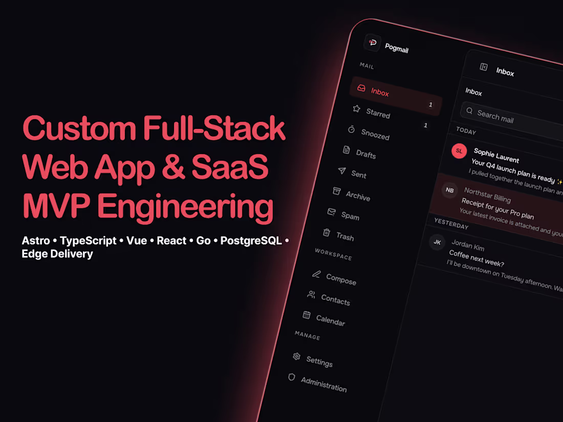 Cover image for Custom Full-Stack Web App & SaaS MVP Engineering