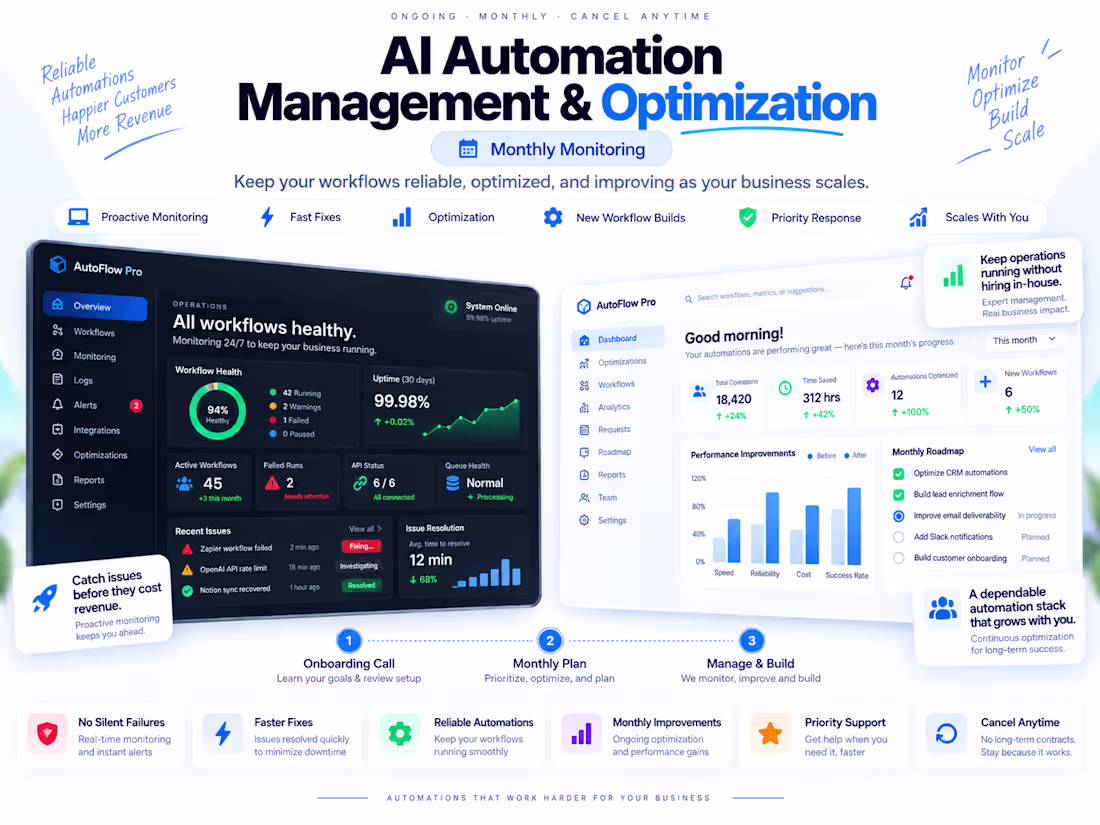 Cover image for AI Automation Management & Optimization - Monthly Monitoring