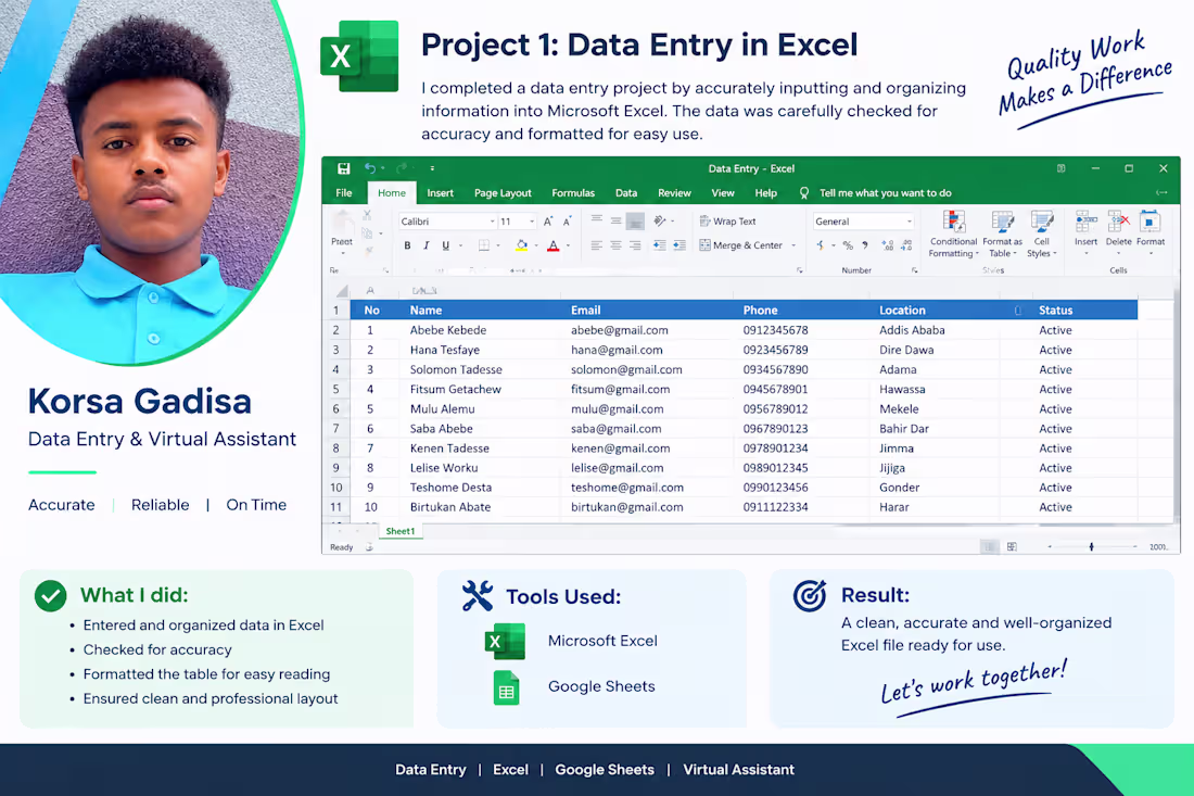 Cover image for Data Entry & Virtual Assistant