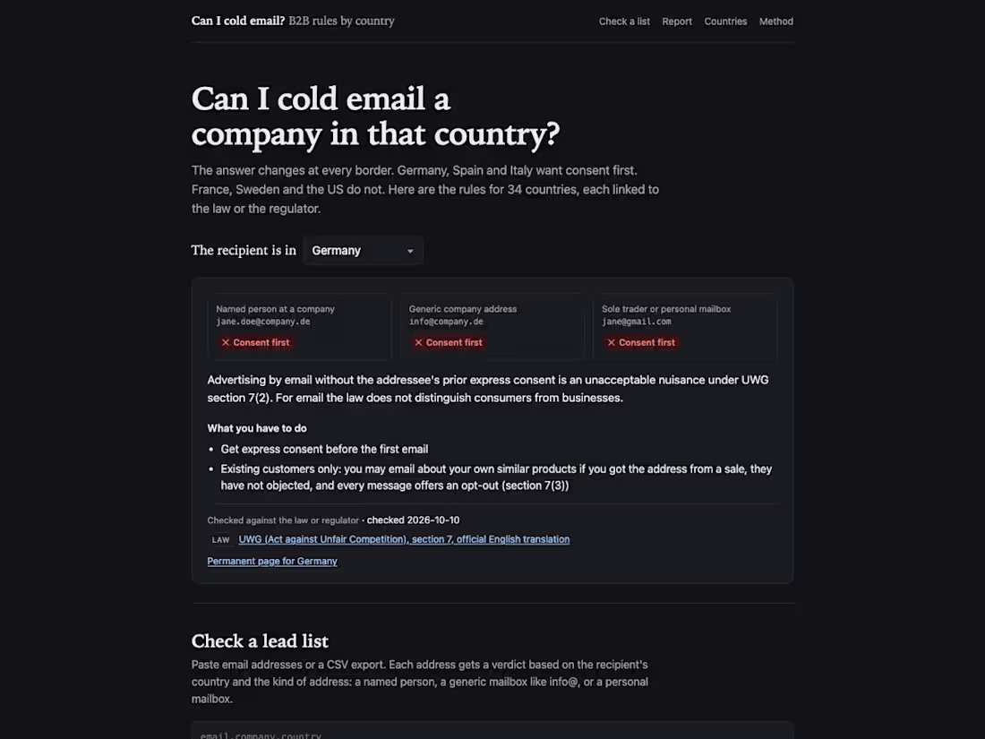 Cover image for Can I cold email? B2B email rules for 34 countries