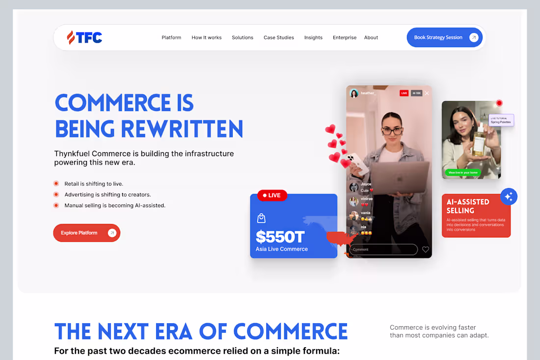 Cover image for Thynkfuel Commerce Landing Page Design