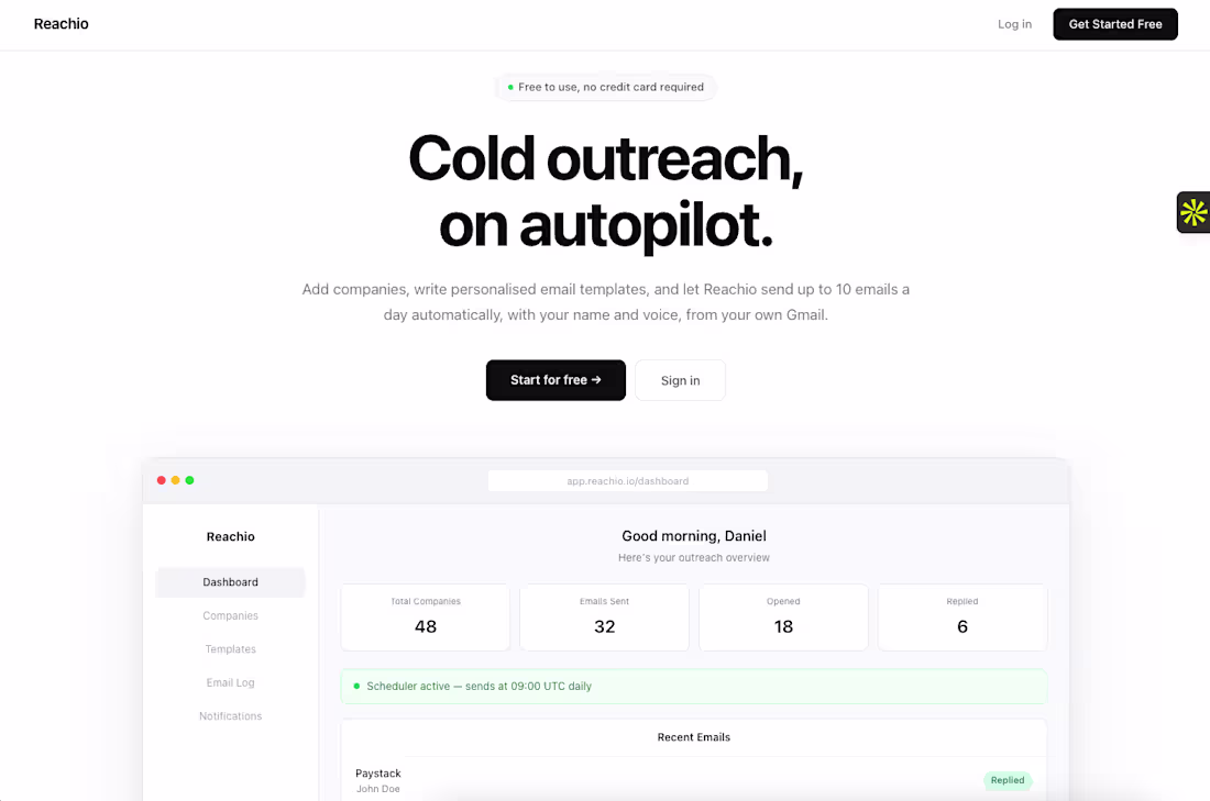 Cover image for Reachio is an automated outreach