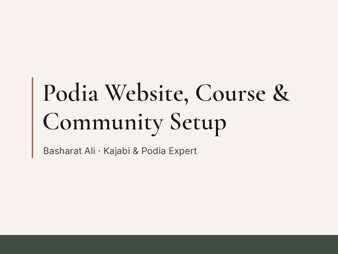 Cover image for Podia Website, Course & Community Setup