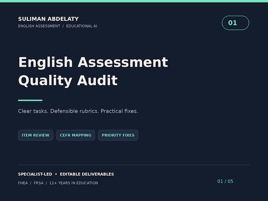 Cover image for English Assessment Quality Audit & CEFR Review