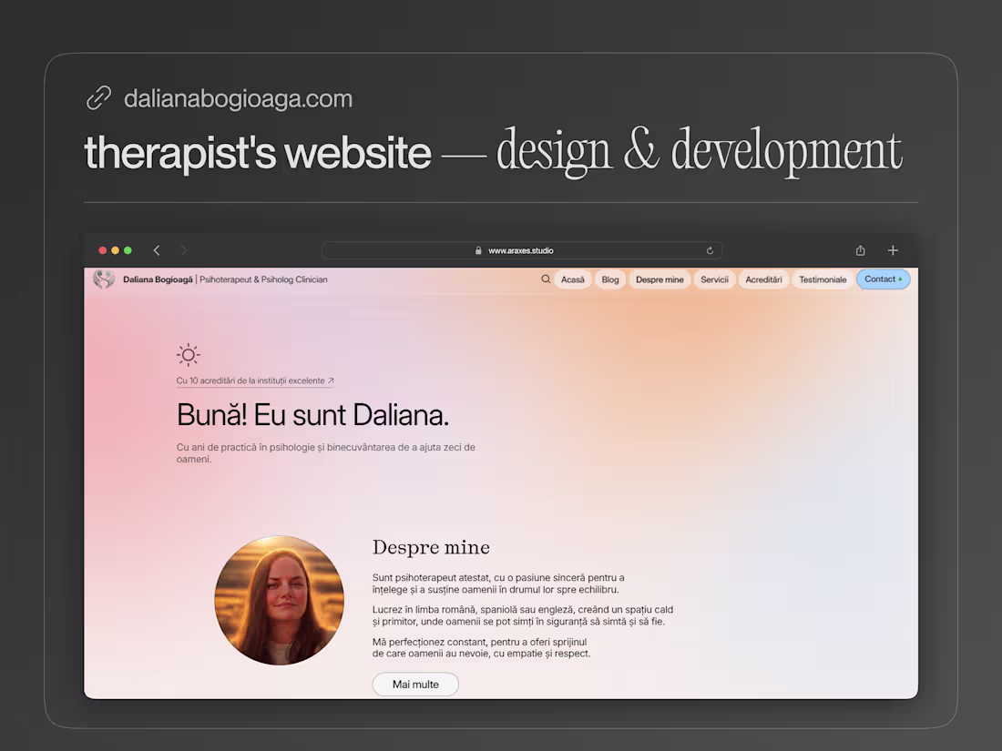 Cover image for therapist's website — design & development
