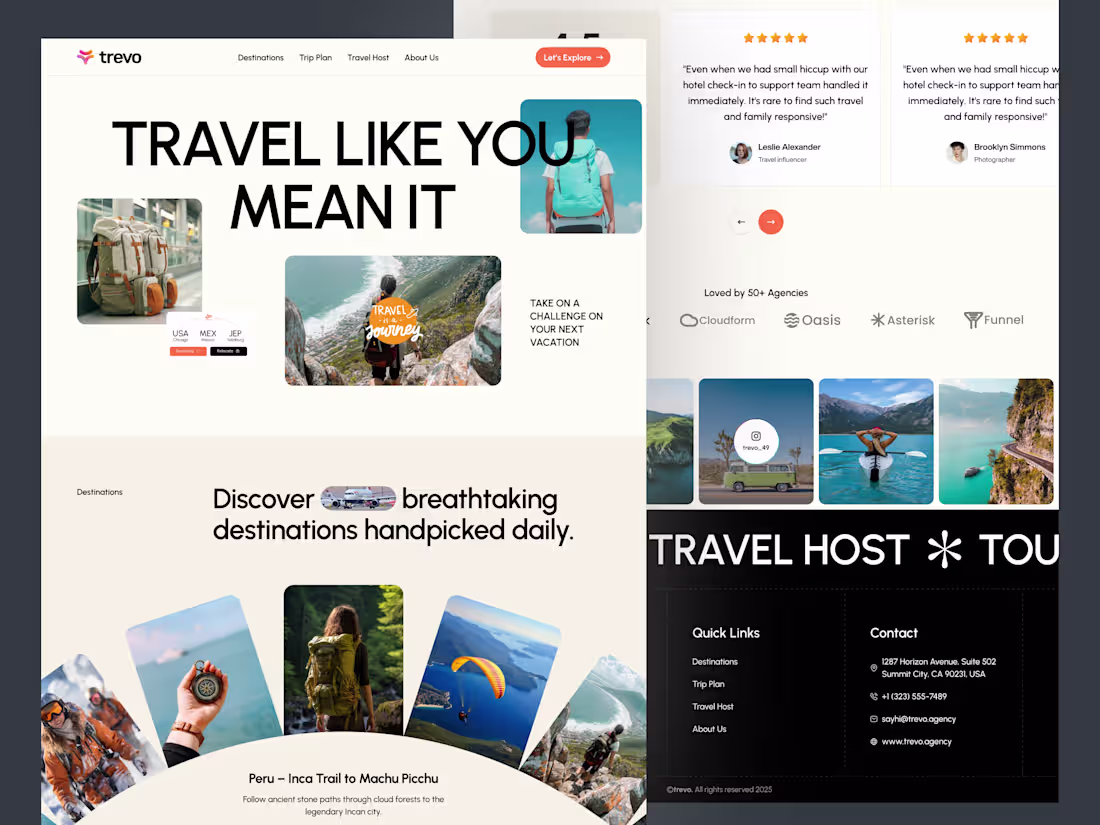 Cover image for TREVO Travel UI/UX Landing Page Design