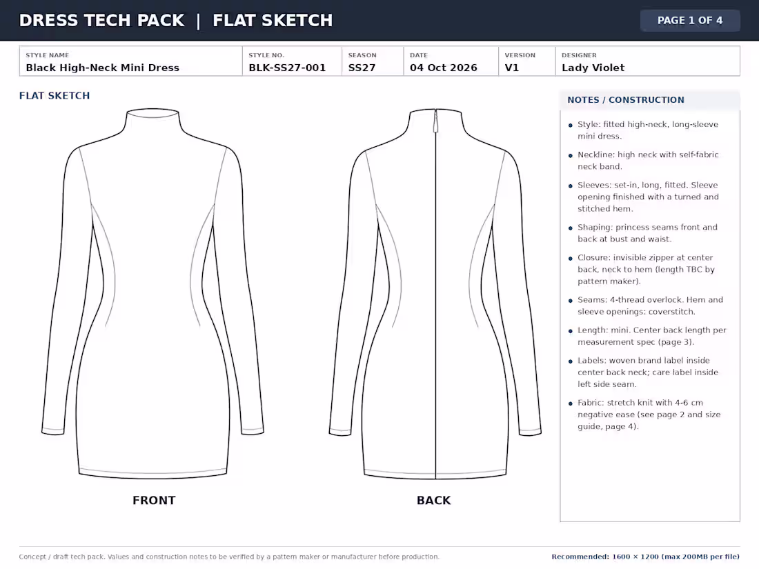 Cover image for Fashion designer and AI tech pack creator 
