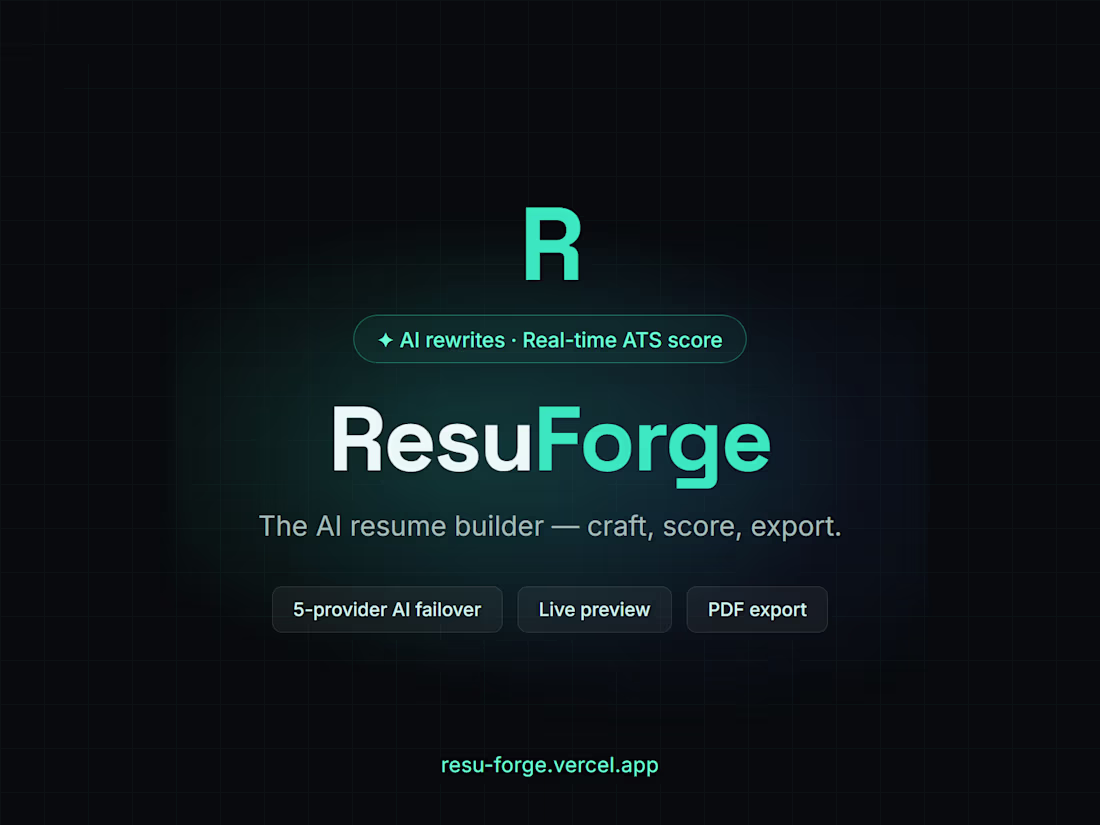 Cover image for ResuForge — AI resume builder,