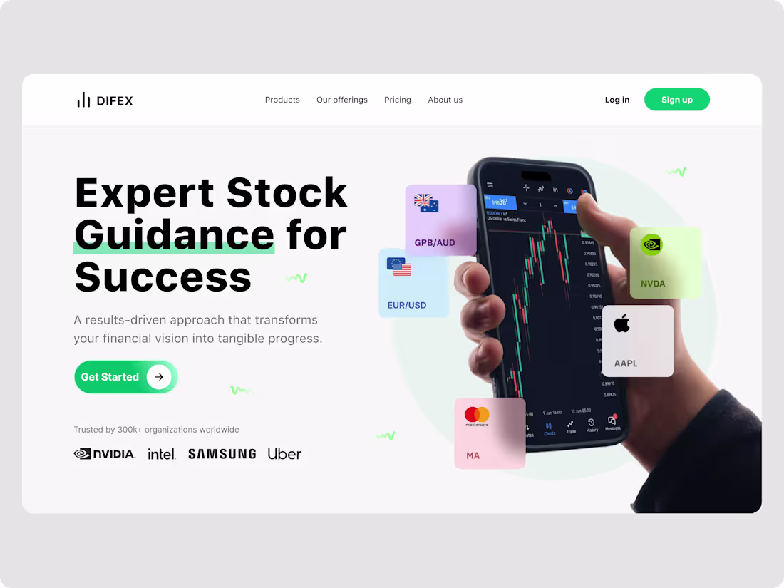 Cover image for Stock Exchange Website Hero Section
