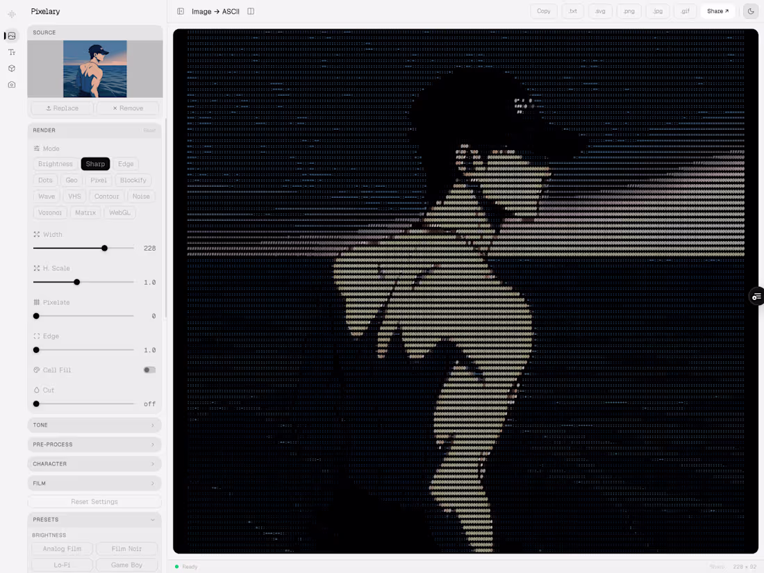 Cover image for Pixelary A Real-Time ASCII Art Studio Built from Scratch