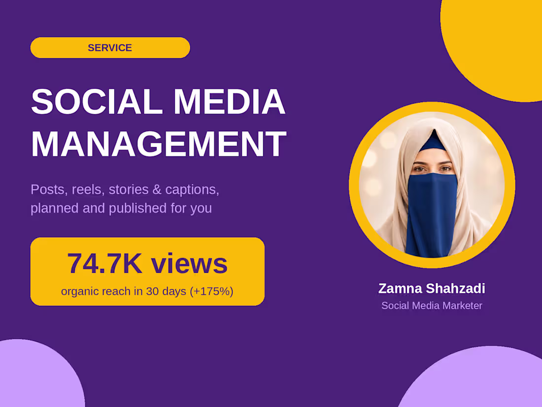 Cover image for Social Media Management: Posts, Reels, Stories & Captions