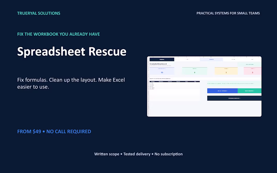 Cover image for Excel Spreadsheet Fix, Cleanup & Workflow Upgrade