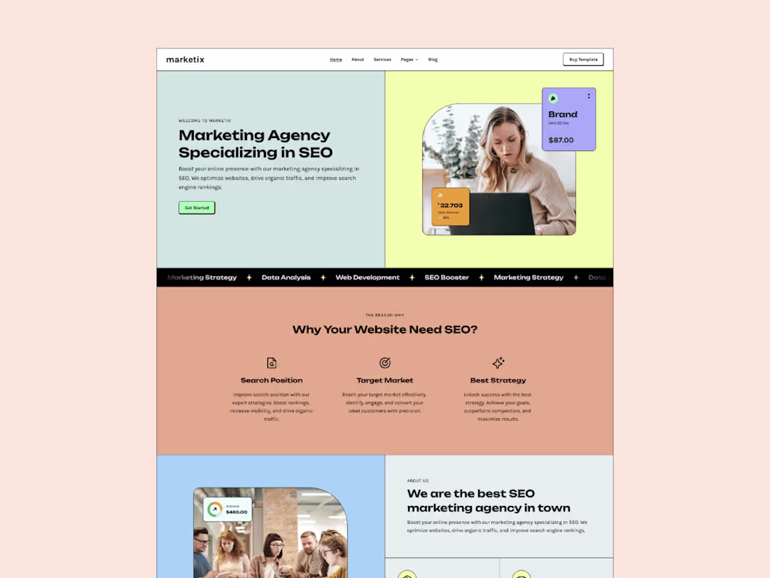 Cover image for Marketix - Digital Marketing & SEO Agency Framer Template