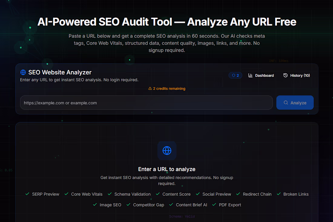 Cover image for AI SEO Copilot: Instant Website Audit Platform