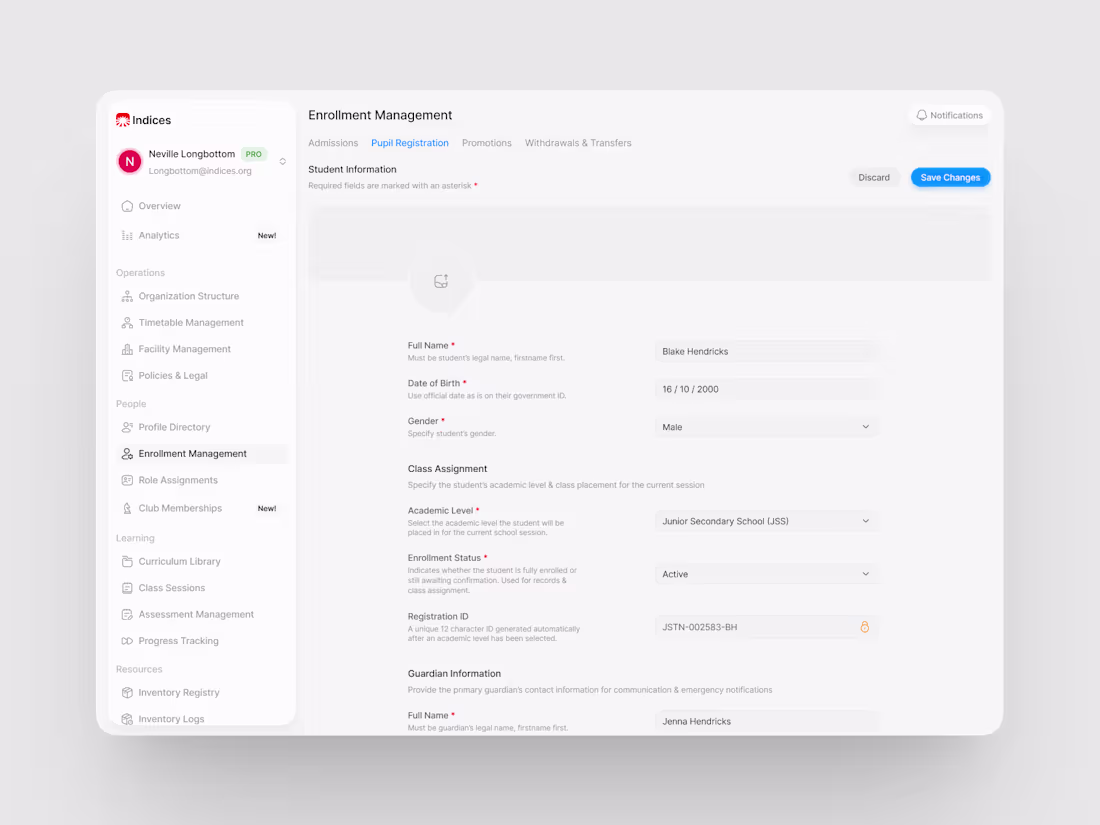 Cover image for Pupil registration UI