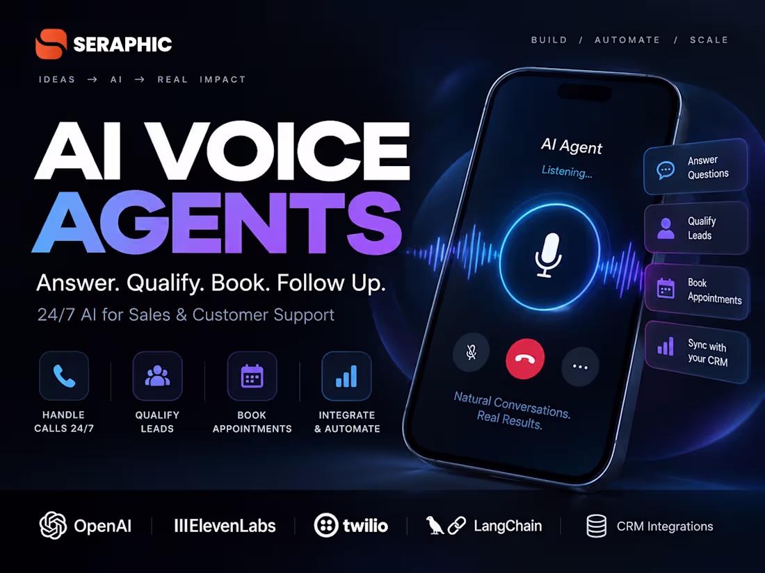 Cover image for AI Voice Agent Development | Sales, Support & Booking