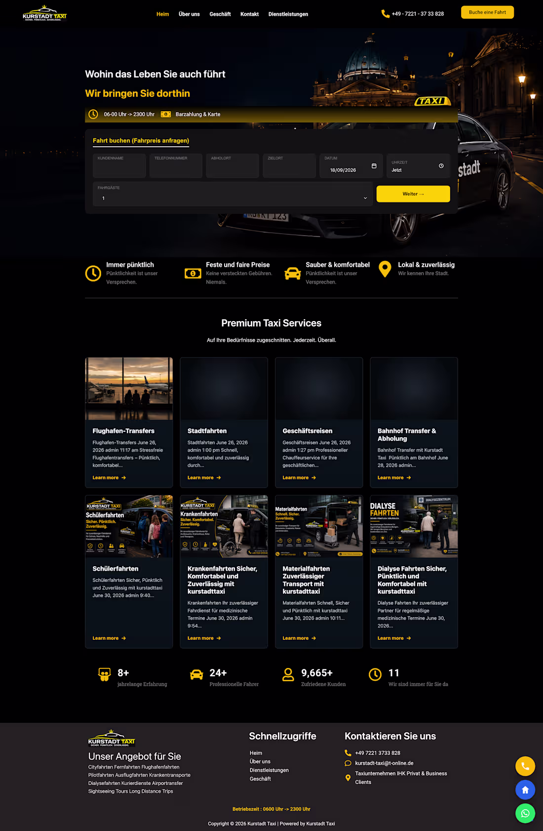 Cover image for Kurstadt Taxi – Car Booking System | German Client