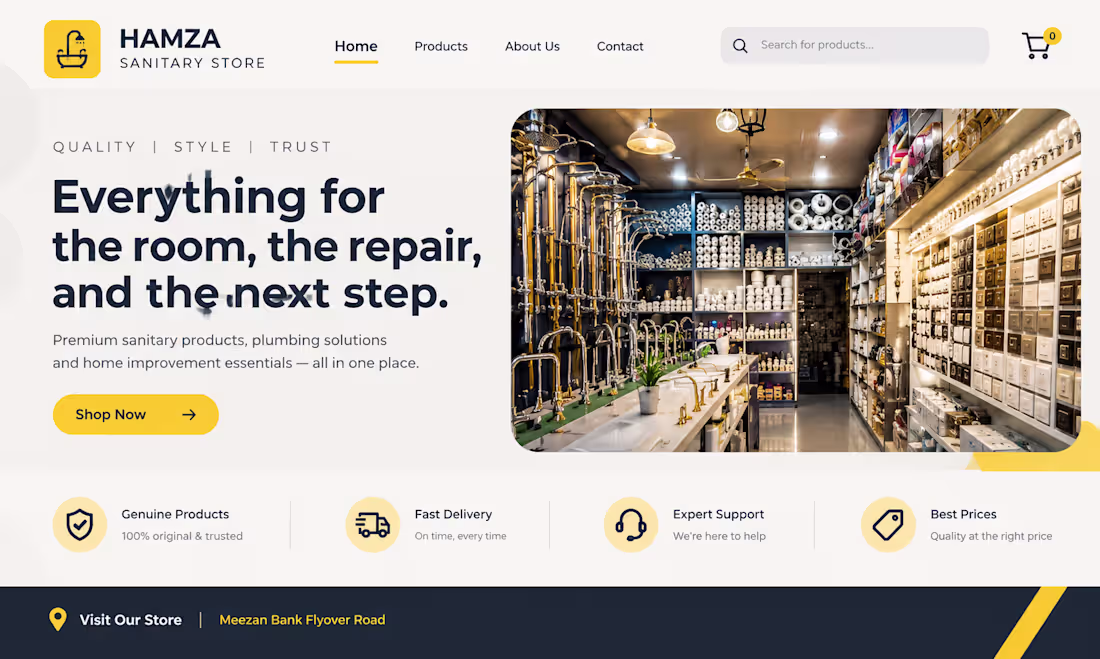 Cover image for Website banner design hamza sentary store :🙌