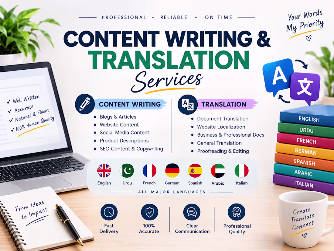 Cover image for Content Writing & Translation Services