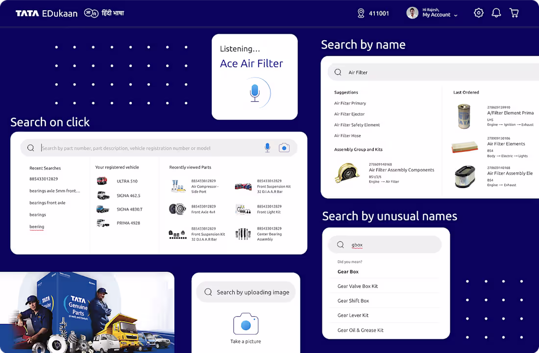 Cover image for TATA Motors — Simplifying spare parts search for 52,000 mechanics
