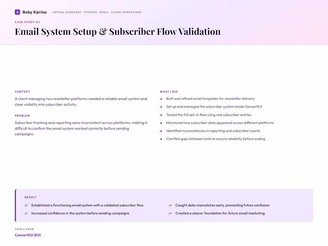 Cover image for Email System Setup & Subscriber Flow Validation