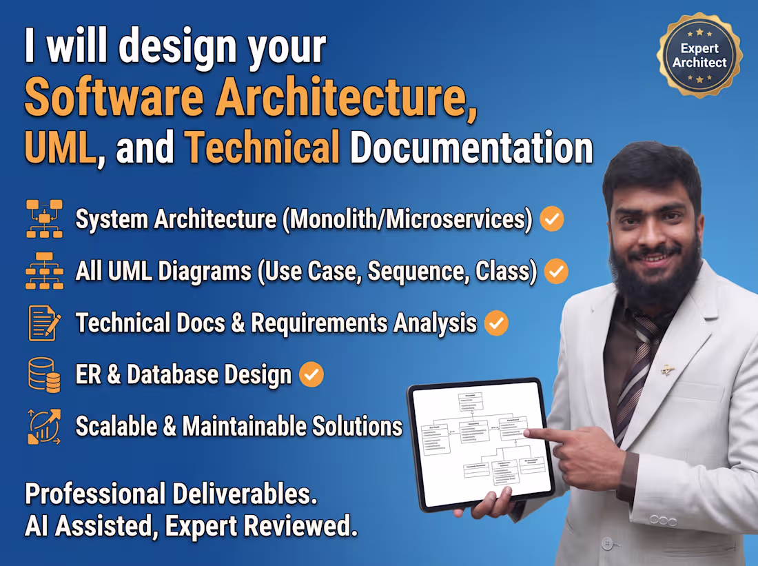 Cover image for I will design your software architecture, and design using UML