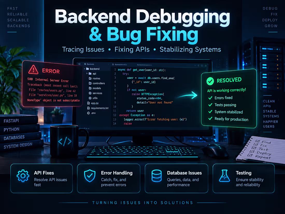 Cover image for Backend Debugging & Bug Fixing