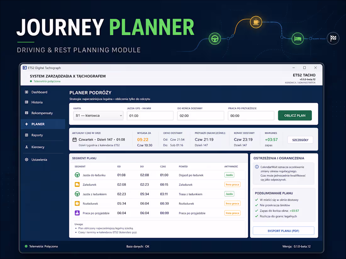 Cover image for Driver Activity and Rest Planning Module Development