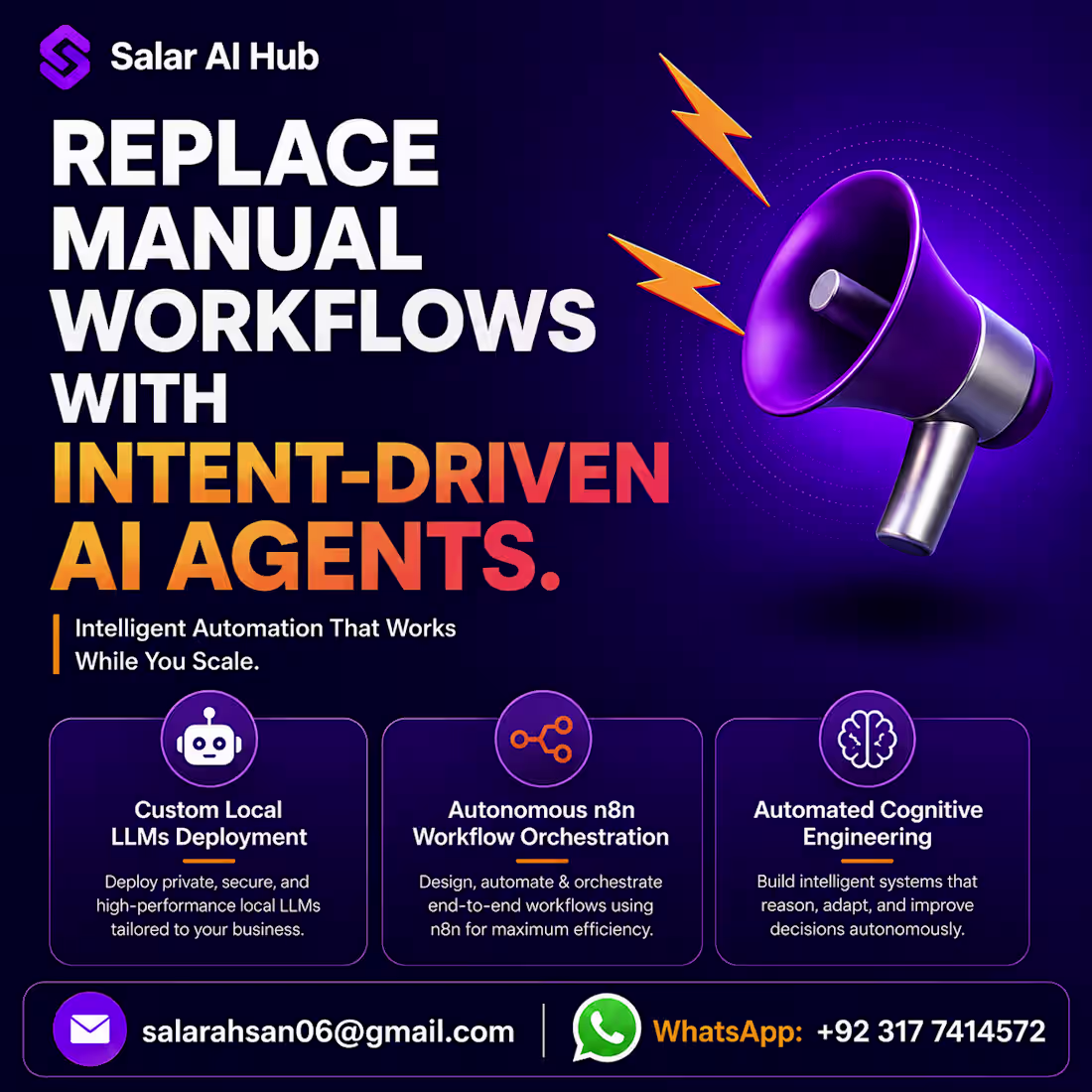 Cover image for Custom AI Agents, Chatbots & Workflow Automation